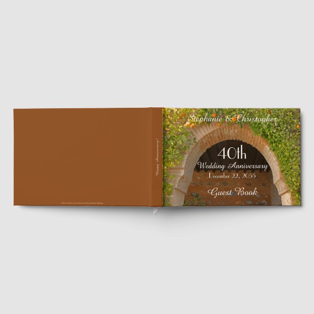 Rustic Archway Oranges 40th Anniversary Party Guest Book (Full)