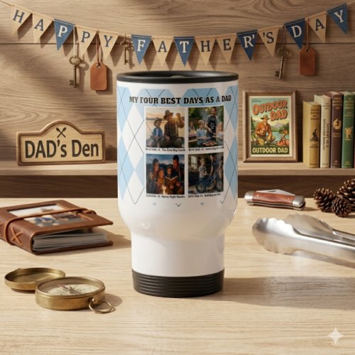 Rustic Argyle 4 Photo Best Days Ever Collage Travel Mug