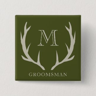 Rustic Army Green Antler Custom Groomsmen Gift