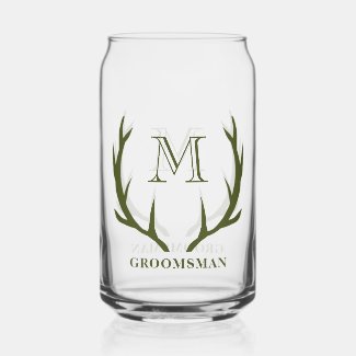Rustic Army Green Antler Custom Groomsmen Gift