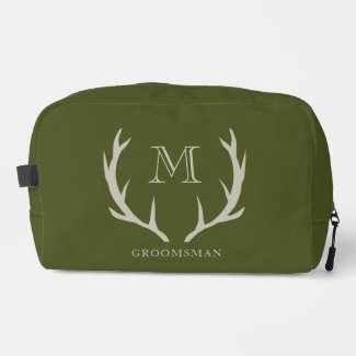 Rustic Army Green Antler Custom Groomsmen Gift