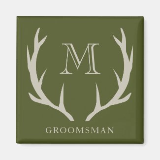 Rustic Army Green Antler Custom Groomsmen Gift