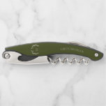 Rustic Army Green Antler Custom Groomsmen Gift Waiter's Corkscrew<br><div class="desc">Introducing our groomsmen's magnet, a unique and practical gift for your wedding party. Crafted with care and attention to detail, this magnet features a stylish design with a touch of rustic elegance. The army green background, paired with soft amber/beige antler motifs and personalized monogram initials, adds a personalized touch to...</div>