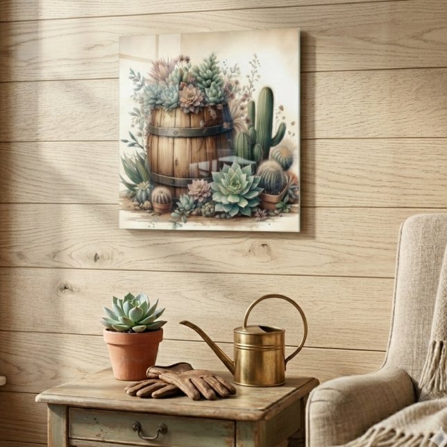 Rustic Arrangement Of Succulents & Cacti Acrylic Print (Creator Uploaded)