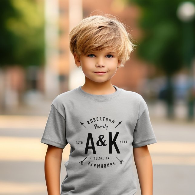 Rustic Arrow Family Monogram Farmhouse Toddler T-shirt (Creator Uploaded)