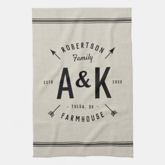 Rustic Arrow Family Monogram Kitchen Towel Zazzle Com