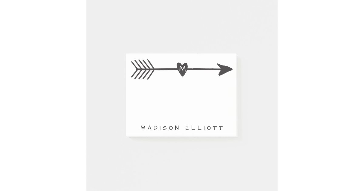 Rustic Sticky Note Rustic Arrow Personalized Sticky Desk Note | Zazzle