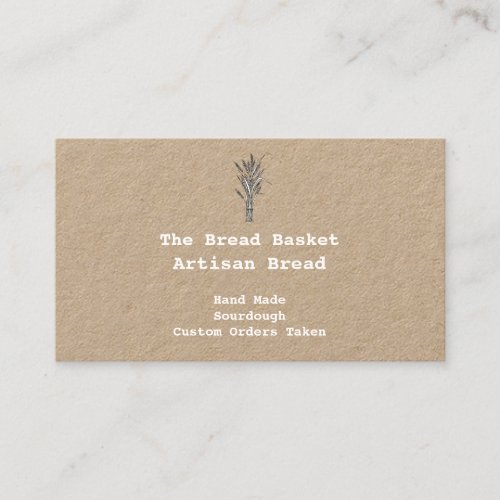 Rustic Artisan  Bakery  Bundle of Wheat Kraft Business Card