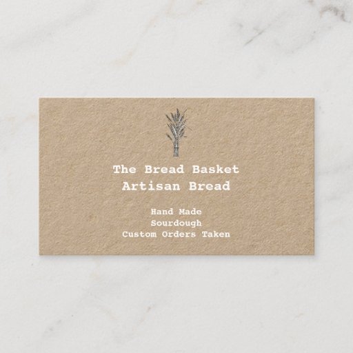 Customizable Rustic Artisan  Bakery | Bundle of Wheat Kraft Business Card