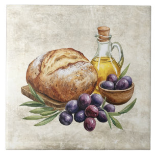 Rustic Artisan Bread Olive Oil Faux Texture  Ceramic Tile