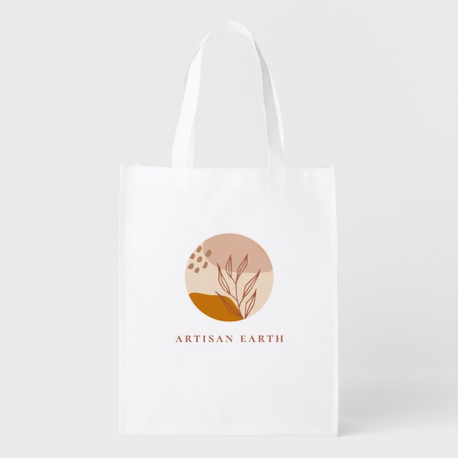 Rustic Artisan Earthy Abstract Logo Grocery Bag (Front)
