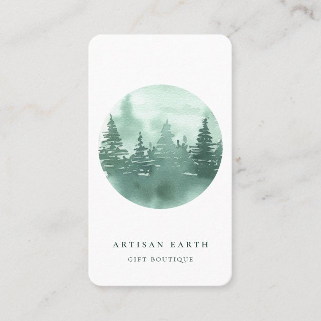 Rustic Artisan Forest Logo Business Card (Front)