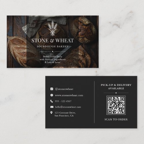 Rustic Artisan Sourdough Bakery QR Code Business Card
