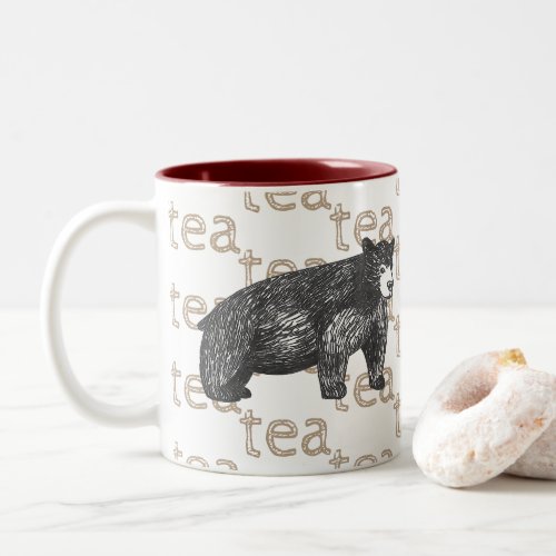 Rustic Artistic Tea Coffee Black Bear Two_Tone Coffee Mug