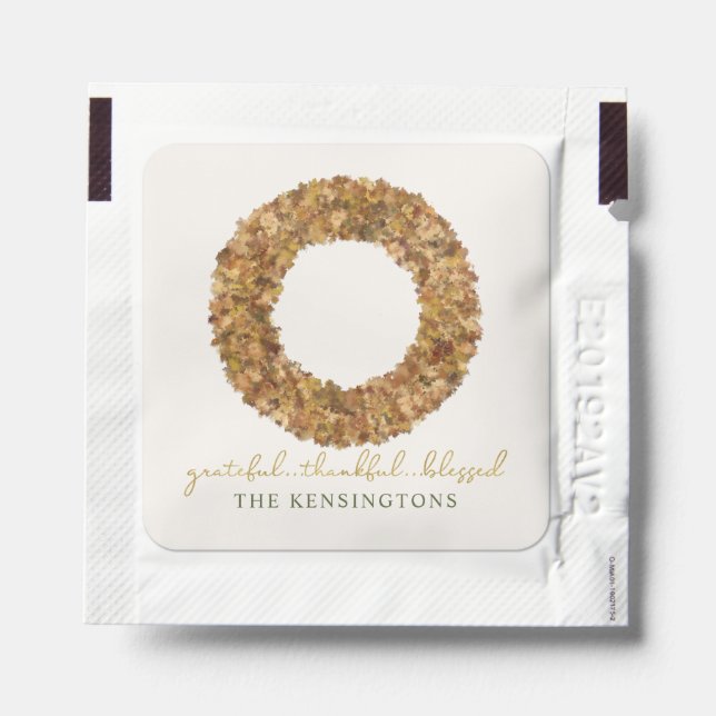 Rustic Artistic Thanksgiving Wreath Autumn Leaves Hand Sanitizer Packet (Sticker on Packet)