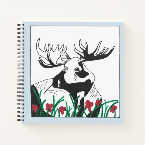 Rustic Artistic Wildflowers Moose Notebook