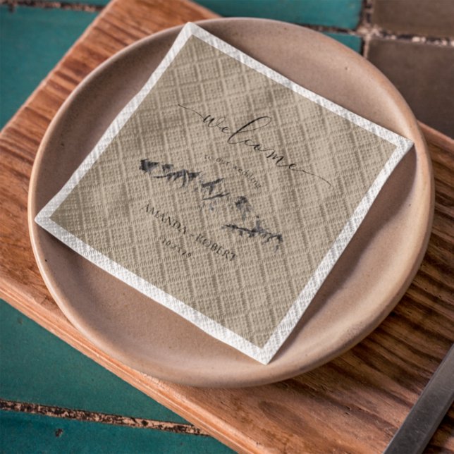 Rustic Artsy Mountain Wedding Personalized Napkins (Creator Uploaded)