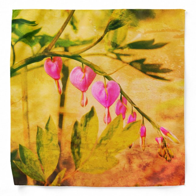 Rustic Asian Bleeding Heart Lamprocapnos Flower Bandana (Front)