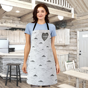 Rustic AspeBark Wood Heart  Eucalyptus Apron