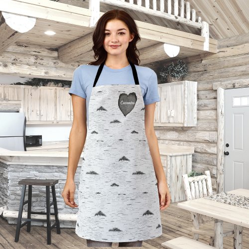 Rustic AspeBark Wood Heart  Eucalyptus Apron