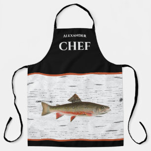 Rustic Aspen Bark Trout fisherman Lake House Apron