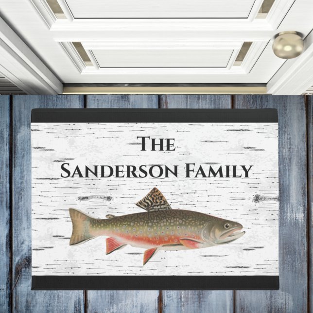 Rustic Aspen Bark Trout fisherman Lake House Doormat (Creator Uploaded)