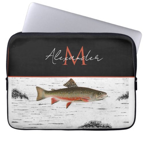  Rustic Aspen Bark Trout  Fisherman Lake House  Laptop Sleeve