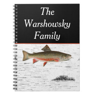 Rustic Aspen Bark Trout Fisherman Lake House Notebook
