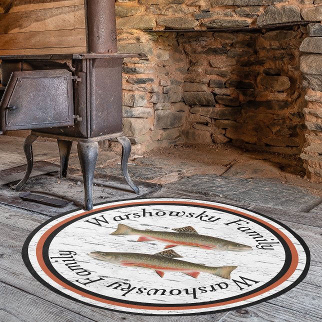 Rustic Aspen Bark Trout  Fisherman Lake House Outdoor Rug (Creator Uploaded)