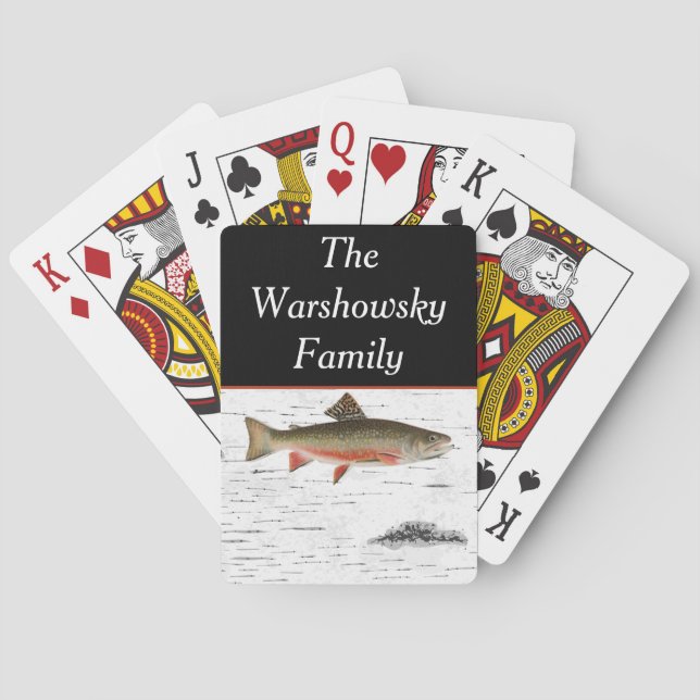  Rustic Aspen Bark Trout  Fisherman Lake House  Poker Cards (Back)