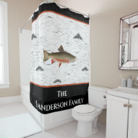 Fishing Shower Curtain Fisherman Rustic Fish Lake Bathroom Home