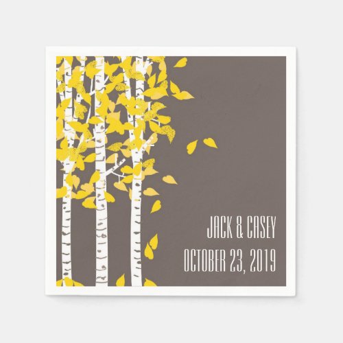 Rustic Aspen Birch Trees Wedding Napkins