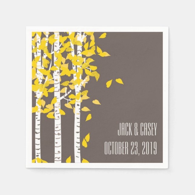 Rustic Aspen Birch Trees Wedding Napkins (Front)