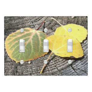 Rustic Aspen Leaves in Autumn Colors Photograph Light Switch Cover