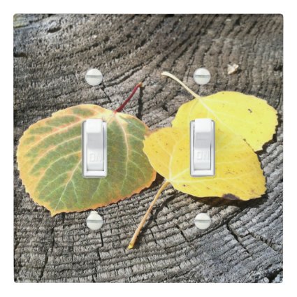 Rustic Aspen Leaves in Autumn Colors  Photograph Light Switch Cover