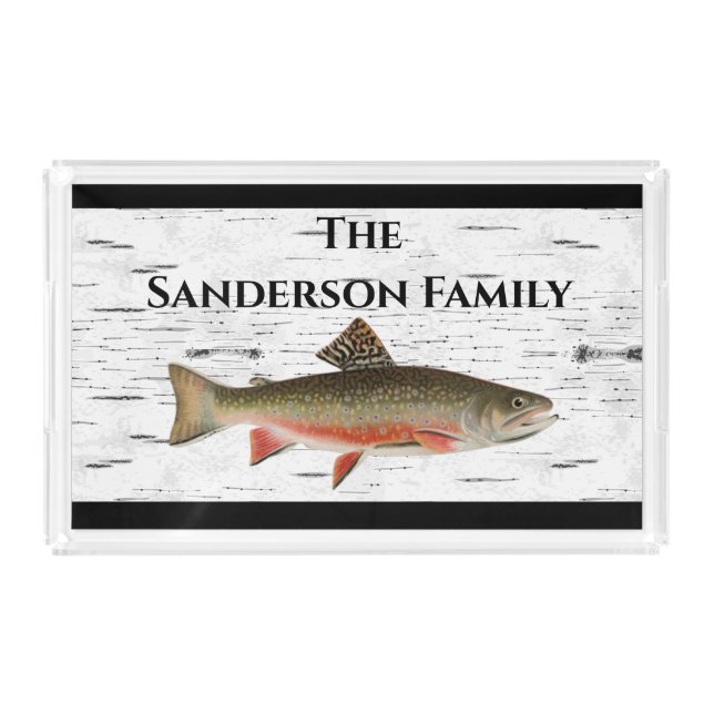 Rustic Aspen Trout fisherman Lake House  Acrylic Tray (Front)