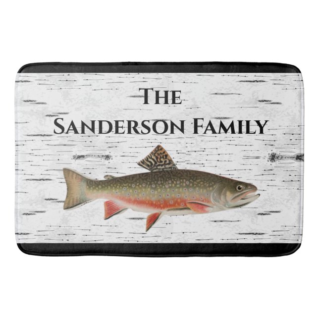 Rustic Aspen Trout fisherman Lake House Kitchen | Bath Mat (Front)