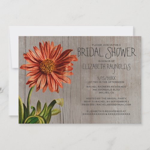 Rustic Aster Bridal Shower Invitations