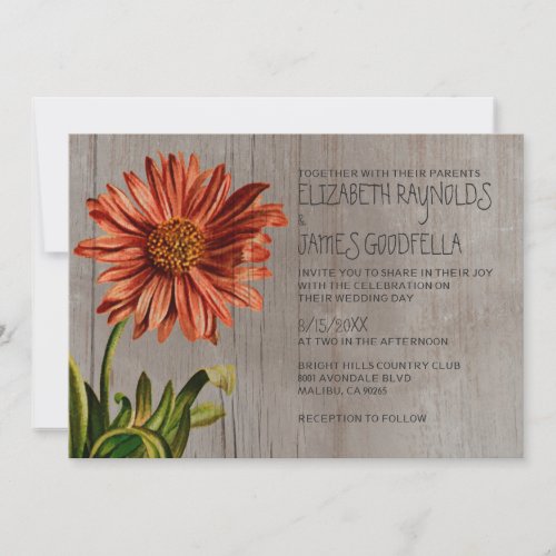 Rustic Aster Wedding Invitations