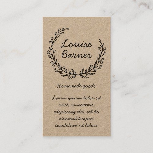 Rustic asymmetric herb wreath business card