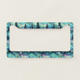 Rustic Aurora Forest Pattern License Plate Frame