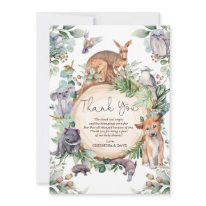 Rustic Australian Animals Wildlife Native Greenery Thank You Card