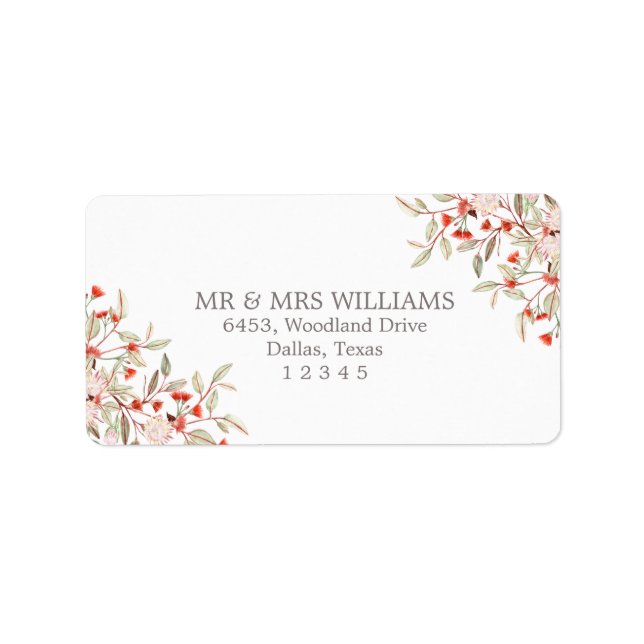 Rustic Australian Flowers Formal Return Address Label (Front)