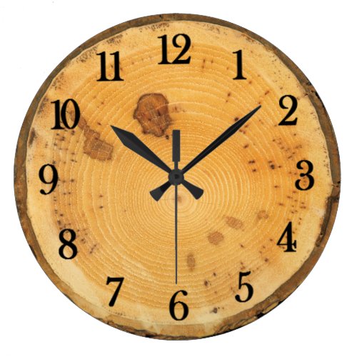 Rustic Authentic looking Round Wood Slice Large Clock