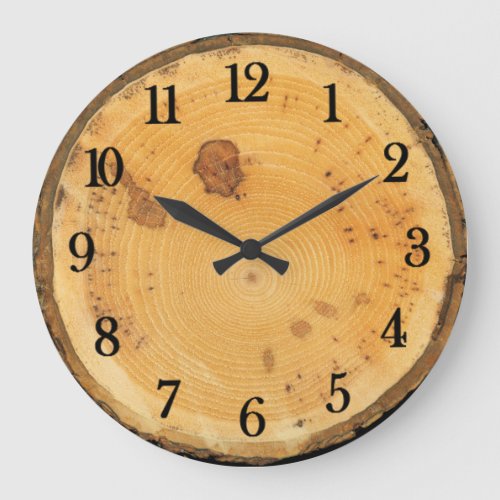 Rustic Authentic looking Round Wood Slice Large Clock