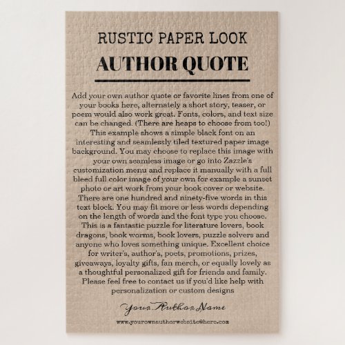 Rustic Author Quote Jigsaw Puzzle