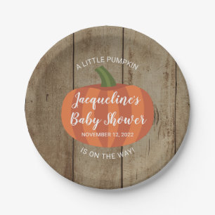 Rustic Autumn A Little Pumpkin Fall Baby Shower Paper Plates