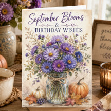 Rustic Autumn Aster Flowers September Birthday