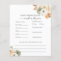 Rustic Autumn Baby Advice and Predictions Card