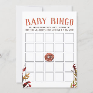 Rustic Autumn Baby Shower Bingo Card
